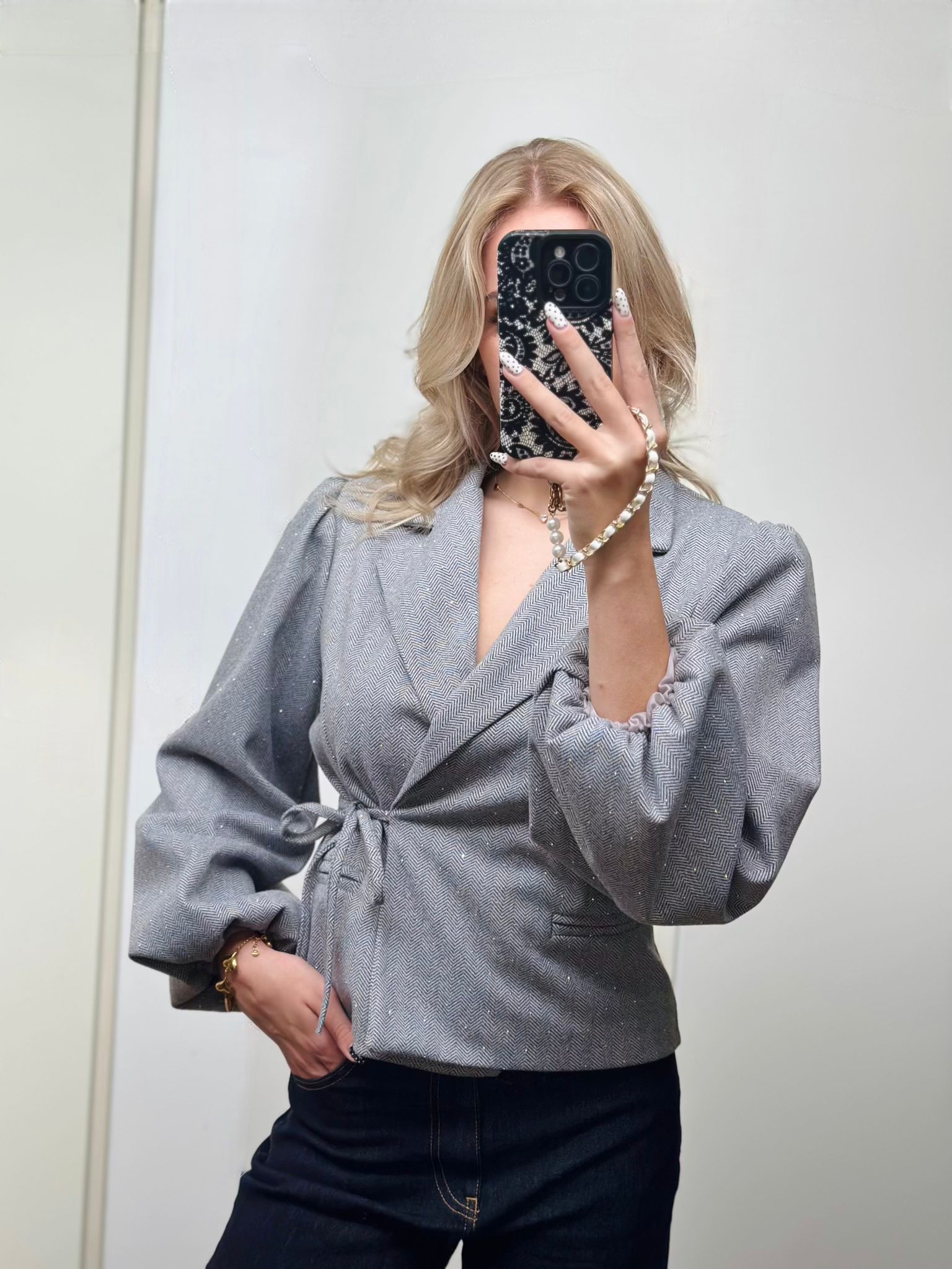 Evy Sparkle Wrap Blazer