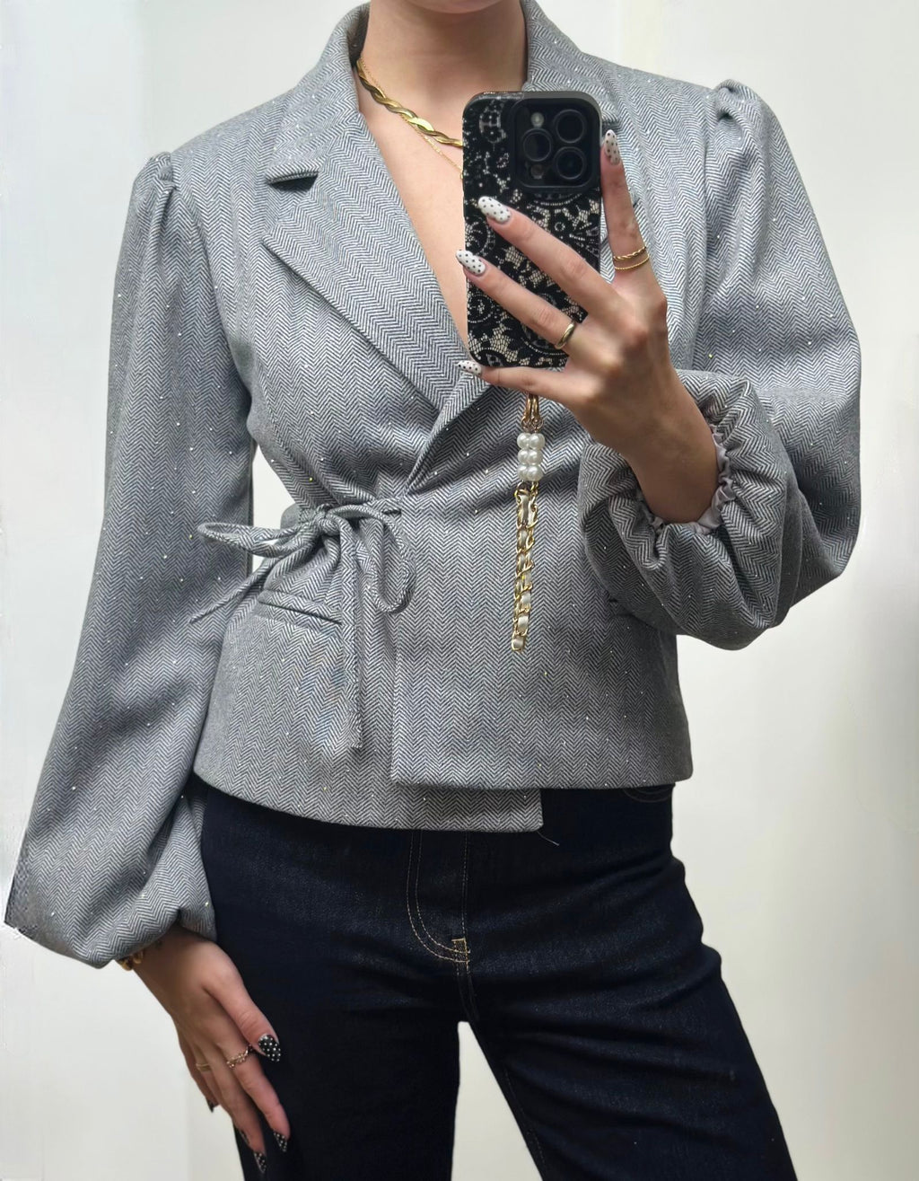Evy Sparkle Wrap Blazer